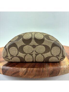Coach Brown Signature Canvas Hard Eyeglass Case Oval Shape Sunglass